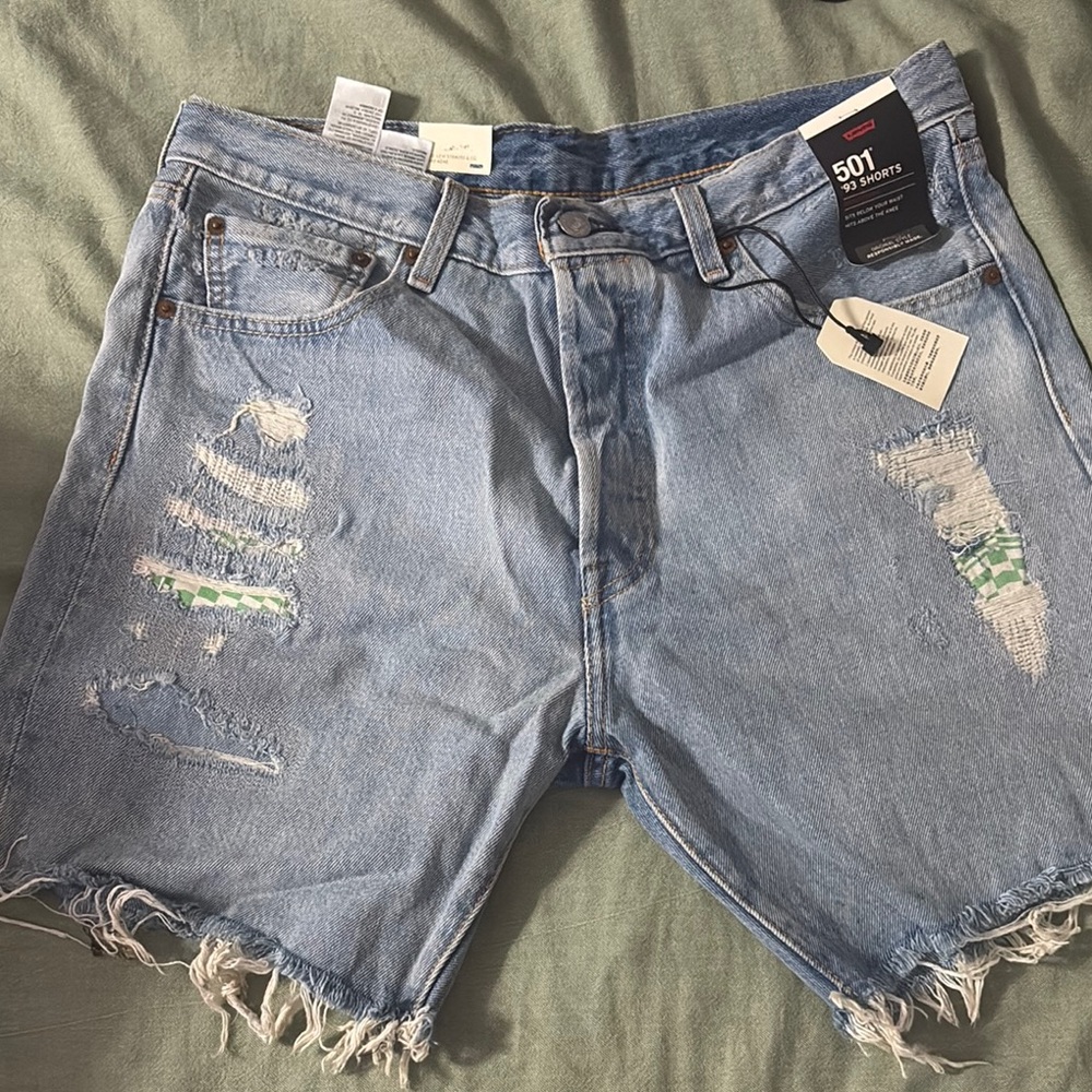 Levi's Blue Distressed Jean Shorts Vintage-Inspired